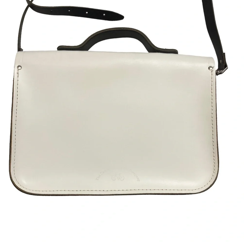 The Cambridge Satchel Company The Batchel white black leather messenger bag